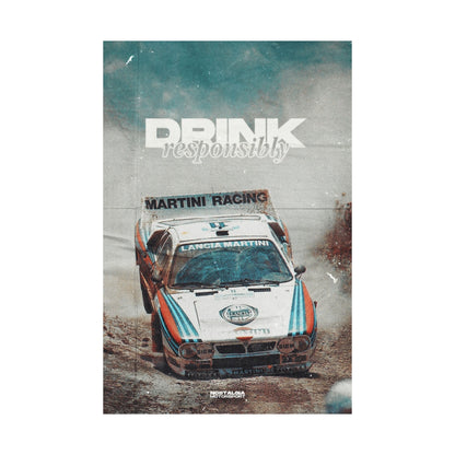 Póster "Beber responsablemente" del Lancia 037