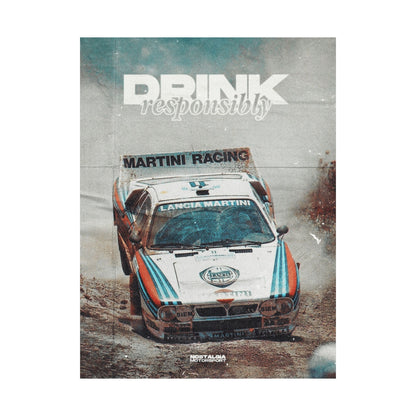 Póster "Beber responsablemente" del Lancia 037